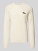 Lacoste Gebreide pullover met ribboorden Wit