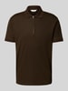 SELECTED HOMME Regular fit poloshirt van katoenmix, model 'FAVE' Donkerbruin
