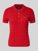 Lauren Ralph Lauren Gebreid shirt met kabelpatroon en polokraag, model 'NATRISSA' Rood