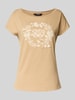 Lauren Ralph Lauren T-Shirt mit geripptem U-Boot-Ausschnitt Modell 'GRIETA' Sand
