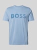 BOSS Green T-Shirt mit Label-Print Hellblau