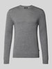 Matinique Strickpullover mit gerippten Abschlüssen Modell 'Margrate' Mittelgrau Melange