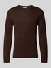 SELECTED HOMME Regular fit pullover van zuivere merinowol, model 'TRAY' Donkerbruin