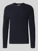 REVIEW Sweter dzianinowy z czystej bawełny o kroju regular fit Granatowy