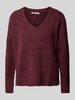 Tom Tailor Denim Relaxed fit gebreide pullover met V-hals Donkerrood