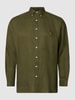 Polo Ralph Lauren Big & Tall PLUS SIZE linnen overhemd met logostitching Donkergroen