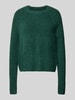 Pieces Regular Fit Strickpullover aus Rippstrick Modell 'ELLEN' Dunkelgruen