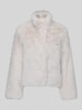 VERO MODA Modern Fit Webpelzjacke mit hohem Stehkragen Ecru