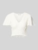 Only Regular Fit Crop Top mit Smok-Detail Modell 'HANNAH' Offwhite