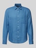Marc O'Polo Regular fit vrijetijdsoverhemd van linnen met borstzak Rookblauw