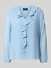 s.Oliver BLACK LABEL blouse met lange mouwen met ruchesvolant Bleu