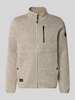 camel active Regular Fit Strickjacke in Melange-Optik mit Stehkragen Offwhite Melange