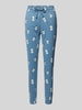 Jake*s Casual Tapered Fit Pyjama-Hose mit Motiv-Print Jeansblau