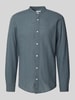 Only & Sons Slim Fit Leinenhemd mit Stehkragen Modell 'CAIDEN' Petrol