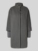 ICONS Cinzia Rocca Lange jas van scheerwol met opstaande kraag Antraciet gemêleerd