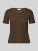 Jake*s Collection Strickshirt mit Rundhalsausschnitt Dunkelbraun