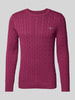 Gant Gebreide pullover met kabelpatroon Aubergine