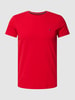 Tommy Hilfiger Slim fit T-shirt met labelstitching Rood