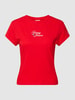 Tommy Jeans T-Shirt mit Logo-Print Rot