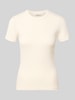 OPUS damski t-shirt o kroju regular fit z mieszanki bawełny Beżowy
