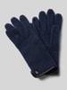 Roeckl Walkhandschuhe aus Schurwolle mit Wappen Emblem Dunkelblau