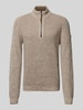 camel active Gebreide pullover met ribboorden Zand