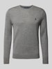 Polo Ralph Lauren Slim Fit Strickpullover aus reiner Wolle Hellgrau