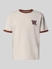 Wood Wood T-shirt met geribde ronde hals, model 'Parker' Beige