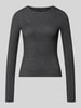 VERO MODA Langarmshirt mit schimmernder Rippstruktur Black