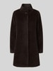 ICONS Cinzia Rocca Wollen jas met opstaande kraag Donkerbruin