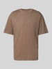 Jack & Jones T-shirt met geribde ronde hals, model 'BRADLEY' Lichtbruin