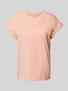 Jake*s Casual T-shirt met geribde ronde hals Abrikoos