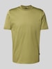 BOSS T-shirt met geribde ronde hals, model 'Tessler' Lindegroen