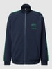 BOSS Green Sweatjacke mit Label-Stitching Modell 'Skarley' Marineblau