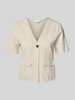 Vila Regular fit blouse met knoopsluiting en klepzakken Beige