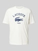 Lacoste T-shirt z nadrukiem z logo Złamany biały