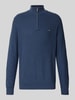 Fynch-Hatton Strickpullover mit Troyer-Kragen Jeansblau