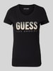 Guess T-Shirt mit Label-Print BLACK