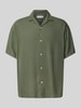 Jack & Jones Relaxed Fit Freizeithemd aus Viskose-Leinen-Mix Modell 'WAYNE' Dunkelgruen