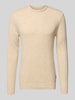 Blend Gebreide pullover met ribboorden, model 'BRANKO' Beige gemêleerd