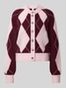 YAS Cardigan aus Woll-Mix mit Rundhalsausschnitt Modell 'JOHI' Pflaume