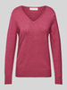 Christian Berg Woman Gebreide pullover met afgeronde V-hals Fuchsia gemêleerd