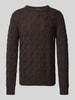 SELECTED HOMME Gebreide pullover met structuurmotief, model 'CALLIS' Middenbruin