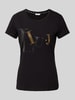Liu Jo White T-Shirt mit Label-Print und Rundhalsausschnitt Black