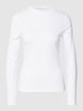 Montego Shirt met lange mouwen en geribde ronde hals Wit