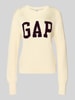 GAP Sweter z dzianiny z logo i okrągłym dekoltem Biały