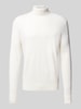 Christian Berg Men Wollpullover mit Rollkragen und Kaschmir-Anteil Offwhite Melange