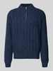 Fynch-Hatton Strickpullover mit gerippten Abschlüssen Marine