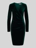 Christian Berg Cocktail Knielange cocktailjurk met V-hals Donkergroen