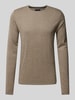 Christian Berg Men Strickpullover mit Rundhalsausschnitt Taupe Melange